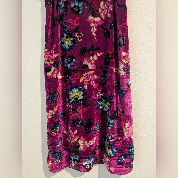 Anthropologie Purple Floral Velvet Sleeveless Shania Mini Slip Dress Tropical - Picture 6 of 10